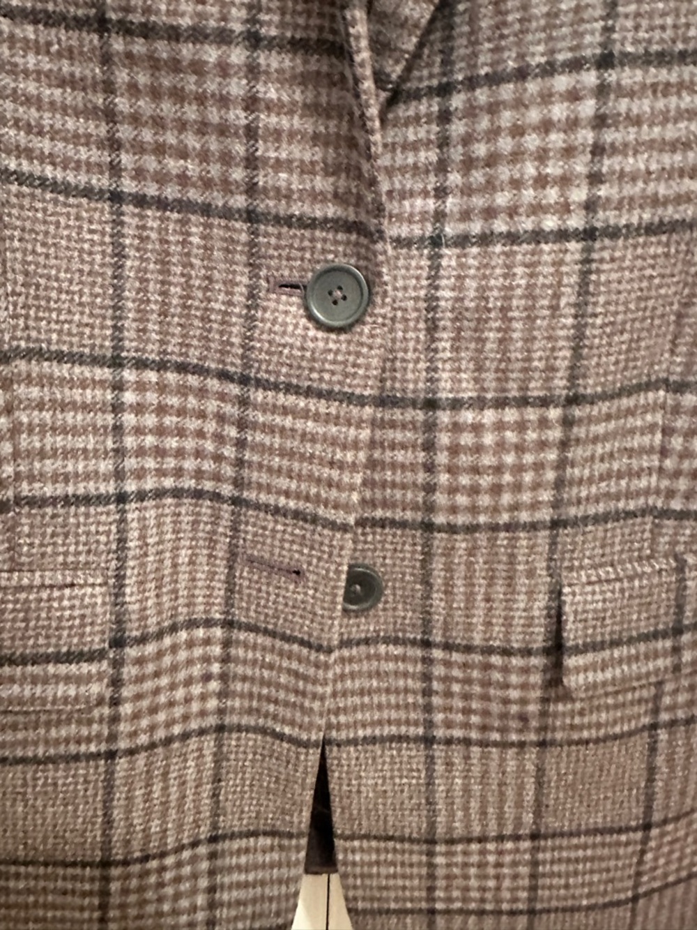 Everlane Chocolate & Black Houndstooth Plaid Single-Breasted Blazer - Picture 7 of 8